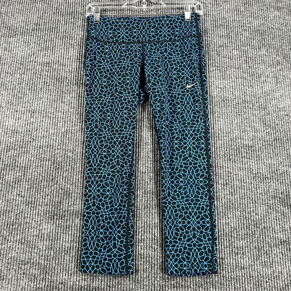 Nike Dri-FIT Running Pants Womens Small Blue Geometric Print Reflective Details
